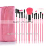 12pcs goat hair cute travel pink cosmetic brush set