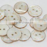 2 Holes Fancy High Quality Plate Gold Japanese Agoya Shell Button With Logo Engraved On thumbnail-2
