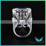 925 Sterling Silver Rectangle Emerald Cubic Zirconia Party Ring thumbnail-4