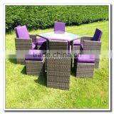 Audu Miami Purple Outdoor Garden Rattan Dining Set thumbnail-1