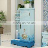 Mediterranean Style Wine Cabinet, Sailing Boat Handpainting Wine Cupboard, Solid Wood Single Door Show Cabinet (BF01-X1148) thumbnail-2