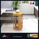 Natural Finish E1 MDF Kitchen Island Cart With Stool thumbnail-1