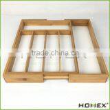 Adjustable Wooden Bamboo Cutlery Organiser Tray Homex BSCI/Factory thumbnail-1