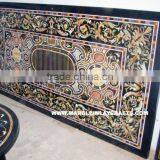 Pietra Dura Black Dining Table Tops, Marble Inlay Table Tops thumbnail-1