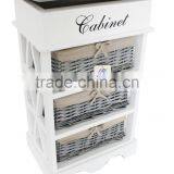 Shabby Chic Home Furniture Wooden Cabinet With Wicker Drawers thumbnail-1