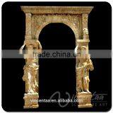 China Stone Carving Home Decoration Archway Red Door Marble Frame Sculpture thumbnail-2