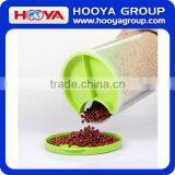 1.5L Round Transparent Plastic Three Portion Cereal Storage Container Bulk Cereal Dispenser Food Dispenser thumbnail-2