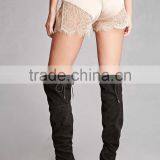 Sexy Ladies Shorts Eyelash Lace Scalloped Hem Satin 100% Polyester Shorts Extender thumbnail-4