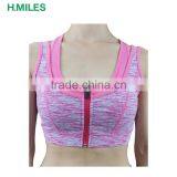 2017 Hot Sale Front Zip Two Layers Pink Fitness Top Sports Bra thumbnail-1