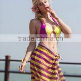 2015 Summer New Arrival Sexy Backless Striped Strip With Padding With Veil Beach Swimsuit thumbnail-2