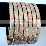 7 Bangle Set VIRGIN MARY Design Semanario 3 Tone Gold Plated BRACELET BANGLES thumbnail-1