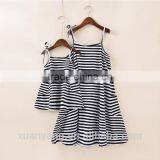 High Quanlity Mummy and Daughter Stripe Clothes Girls Frocks Designs Wholesale New Model Western Style Dress thumbnail-1