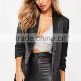 MGOO Custom Black Gathered Sleeves No Buttons Fashion Suit Blazers For Women Long Sleeves Loose Style thumbnail-2