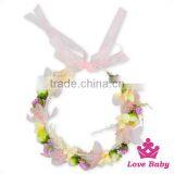 FGA045 Yiwu Lovebaby Kinds Of Color Plastic Small Flowers Splicing Wreath And Lace Ribbon Headbands For Baby Girls Wear thumbnail-3