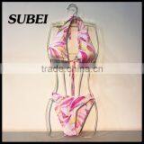 Lace Halter Swimsuit Sexy Split Swimsuit Thong Bikini Beach thumbnail-4