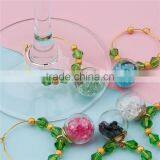 Gold Plated Green Faceted Bottle Round At Random Rhinestone Wine Glass Charm Rings thumbnail-3
