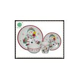 4pcs snowman decal design child ceramic porcelain dinnerware set