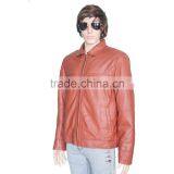 TAN BROWN SHORT BODY LEATHER JACKET thumbnail-3