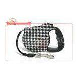 Houndstooth Print Retractable Dog Leash With Rubber Grip Handle For Carrying
