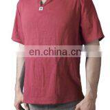 Men's V-Neck T-Shirt 100% Cotton Thai Hippie Shirt Beach Yoga Top thumbnail-2