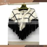 2016 Fashion Knitted Mink Fur Shawl Genuine Dyed Mink Fur Cape