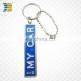 Rectangle Soft Enamel Custom Metal Keychain With Stainless Steel Beads