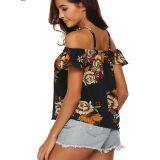 Spaghetti Strap Floral Printed Off Should Blouse thumbnail-1