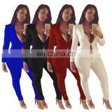Hot Selling Long Sleeves Two Piece Office Lady Sexy Blazer Business Suit Sets thumbnail-2