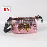 Sequin Woman Waist Pockets Girls Purses Travel Bags Solid Patchwork Style 7colors