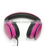 pink colorful thick leather headphones with cable control for smartphone ,dvd,mp3