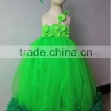 10pcs/lotGreen Color New Baby Girl Feather tutu Dress Kids Girl Party Fashion Design Clothing Children Holiday Christmas Dress