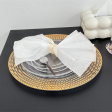 Wholesale Reusable 13 Inch Clear Acrylic Gold Beaded Charger Plates For Wedding Dinner thumbnail-3
