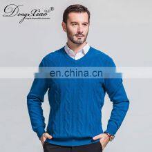 High-End Merino Wool V-Neck Pullover Sweaters for Men Wholesale Cable Knit Winter Style thumbnail-6