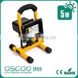 New Super Power Oscoo Manufacturer Hot IP65 Portable Rechargeable High Bright 5 Watt LED Flood Light With Car Charger