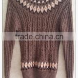 100% Wool knitting wear long sleeve turtleneck vintage stretch braid women sweater