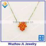 2015 New Arrived Synthetic Orange Opal Hand Opal Pendant S925 Silver Chain Necklace With Wholesale Price thumbnail-6