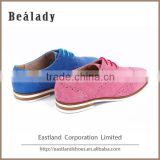 Made in china rubber sole sheep suede leather handmade lace up ladies shoe