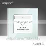 2015 Hot Sale China New Products Wallpad Luxury White Crystal Glass Hotel Power Card Key Wall Light Electric Switch Socket