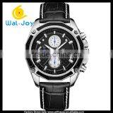WJ-5534 Leather Strap Stainless Steel Back With Calendar Water Resistant Men Megir Hand Watch thumbnail-1