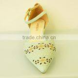 New Model Light Color Soft Girls Flat Sandals Strip Pointed Toe Brogue Dress Shoes thumbnail-2
