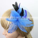 Wedding Feather Champagne Floral Fascinator Clip Women Corsage Brooch Pin Headwear Fascinators