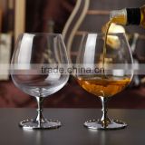 handmade clear lead free crystal brandy drinking glass set with metal stand
