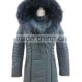 ladies winter polyfill faux down fill fur hooded jacket