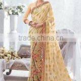Garish Beige Viscose Georgette Saree/Buy Indian Designer Sarees for Women