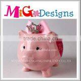 Direct Factory Produce OEM Art Decor Ceramic Lovely Pig Pink Piggy Bank thumbnail-1