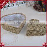 Decoration Shallow Mouth Design Straw Woven Heart Shaped Flower Pot thumbnail-3