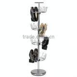 Revolving Shoe Rack TREE 3 Tier - Shoe Organizer Holds 18 Pairs - Chome thumbnail-1