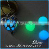 USA Hollow Heart Pendant Luminous Green Glow In The Dark Locket Necklace Pendant thumbnail-2