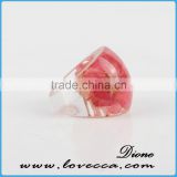Rose flower resin ring newest deisgn clear resin rings jewelry