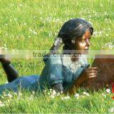 Bronze Reading Girl Garden Statue for Sale thumbnail-1